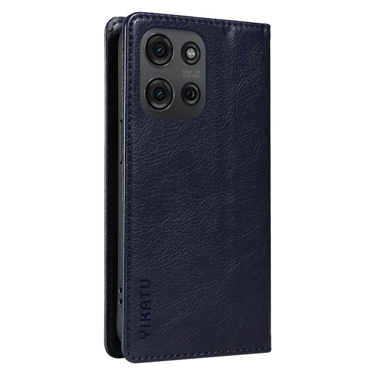 YIKATU YK-006 Magnetverschluss Leder Handyhülle mit Litchi-Textur für Motorola Moto G75 5G - Marineblau