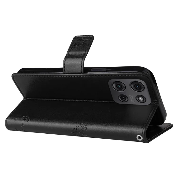Für Motorola Moto G75 5G Hülle Katzenbaum-Muster Flip-Leder-Handyhülle - Schwarz