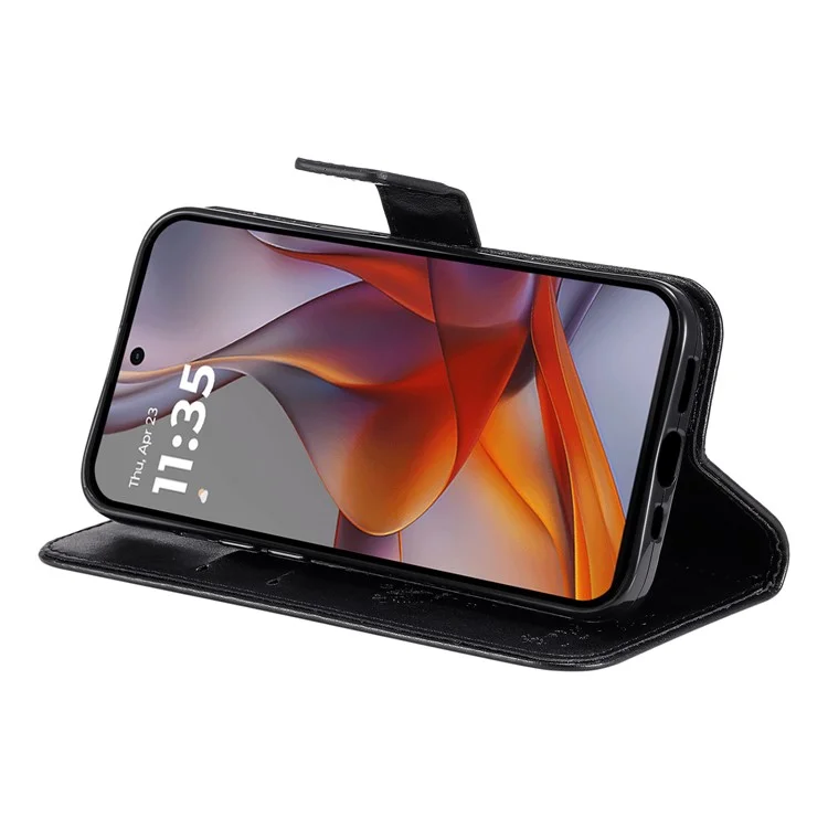 Für Motorola Moto G75 5G Hülle Katzenbaum-Muster Flip-Leder-Handyhülle - Schwarz