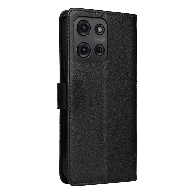 Für Motorola Moto G75 5G Hülle Katzenbaum-Muster Flip-Leder-Handyhülle - Schwarz