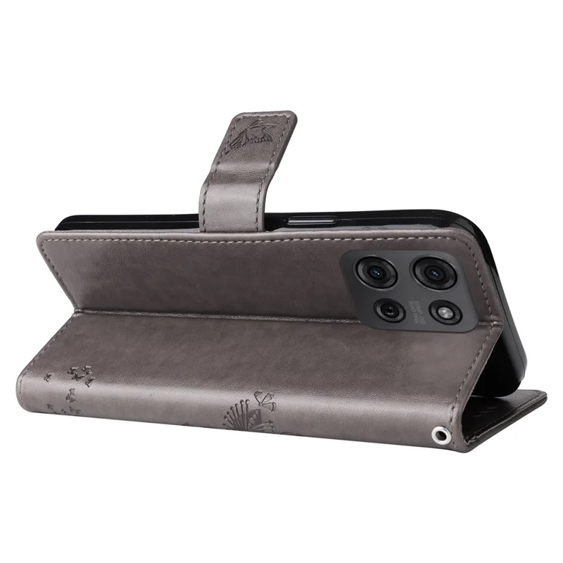 För Motorola Moto G75 5G mobilskal med ställfunktion, mönster av katt och träd, läderskal med plånbok - Grå