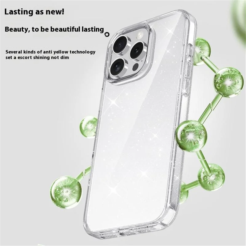 For iPhone 16 Pro Case Glitter TPU Ultra Slim Shockproof Protective Cover - Transparent