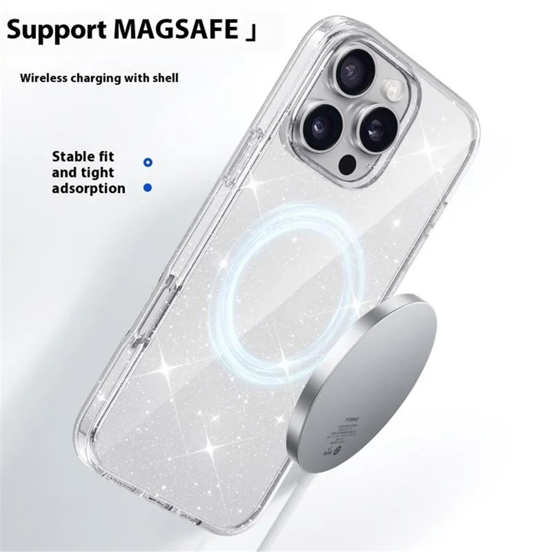 For iPhone 16 Pro Case Glitter TPU Ultra Slim Shockproof Protective Cover - Transparent