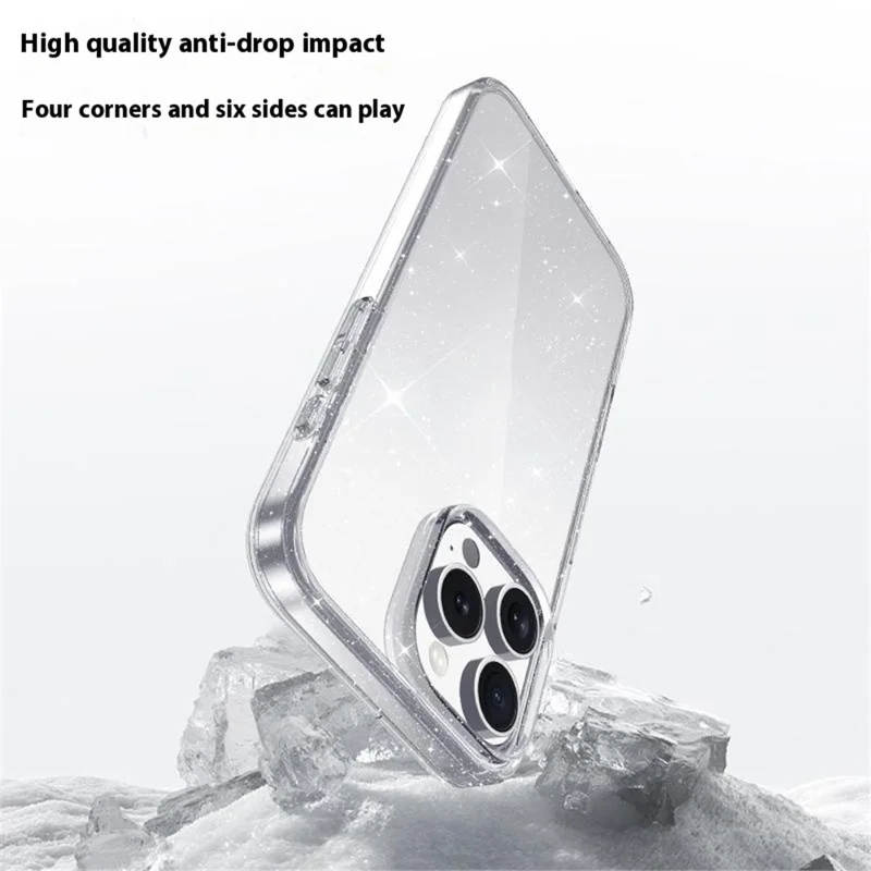 For iPhone 16 Pro Max Case Glitter TPU Ultra Slim Shockproof Protective Cover - Transparent