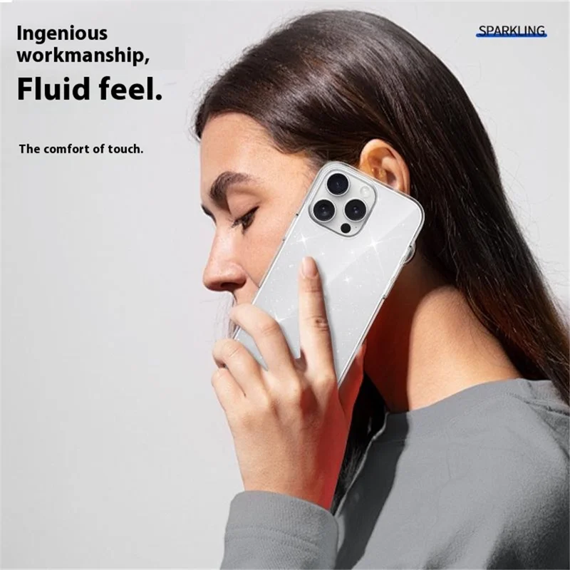 For iPhone 16 Pro Max Case Glitter TPU Ultra Slim Shockproof Protective Cover - Transparent