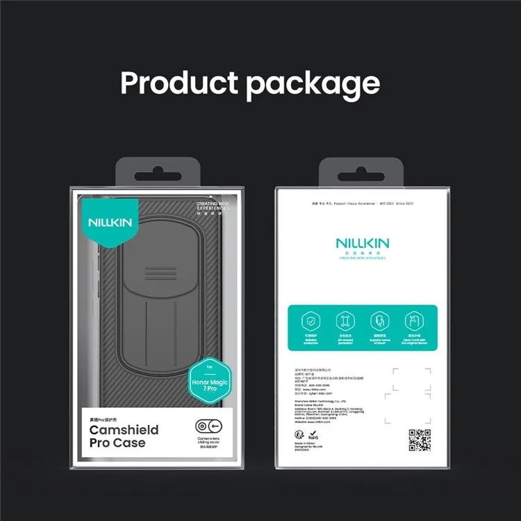 NILLKIN Camshield Pro Series para Honor Magic7 Pro 5G Funda PC+TPU Tapa deslizante para cámara Cubierta de teléfono - Negro