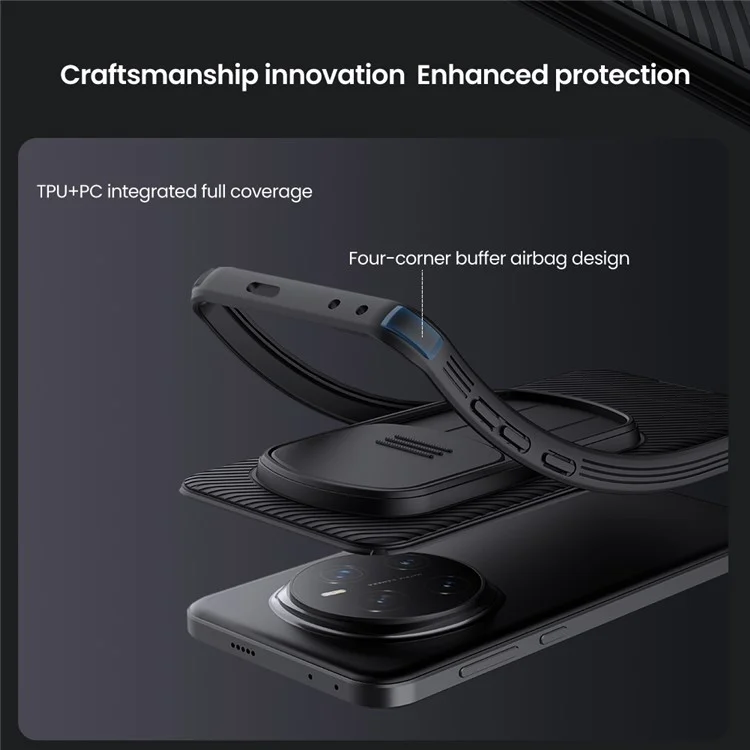 NILLKIN Camshield Pro Series para Honor Magic7 Pro 5G Funda PC+TPU Tapa deslizante para cámara Cubierta de teléfono - Negro
