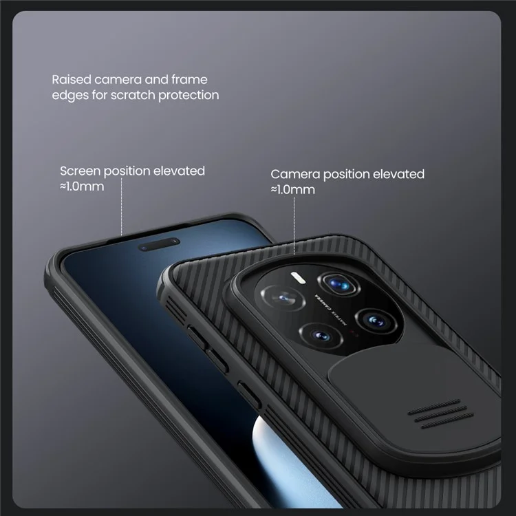 NILLKIN Camshield Pro Series para Honor Magic7 Pro 5G Funda PC+TPU Tapa deslizante para cámara Cubierta de teléfono - Negro