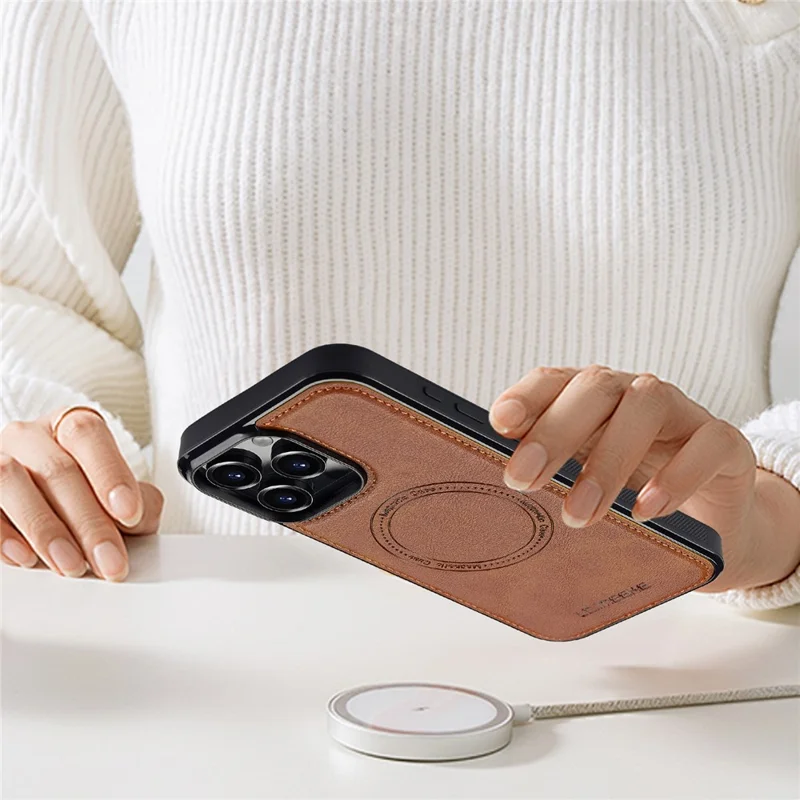 LC.IMEEKE L3 For iPhone 16 Pro Max Magnetic Case Detachable Card Holder Leather+TPU Mobile Cover - Brown