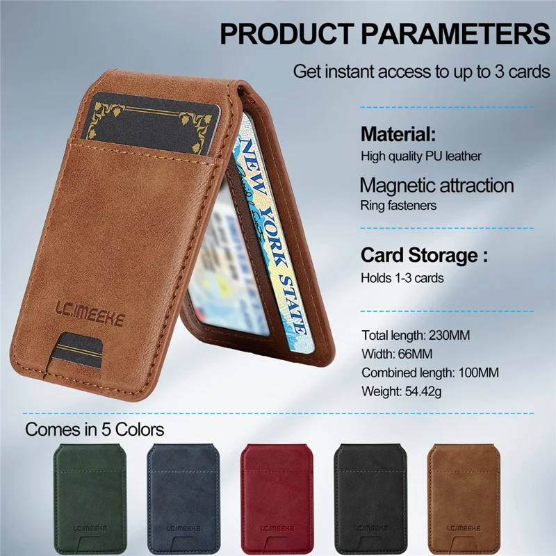 LC.IMEEKE L3 For iPhone 16 Pro Max Magnetic Case Detachable Card Holder Leather+TPU Mobile Cover - Brown