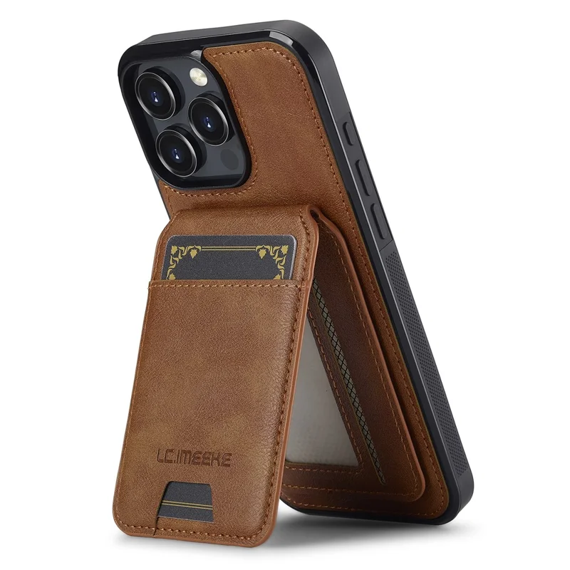 LC.IMEEKE L3 For iPhone 16 Pro Max Magnetic Case Detachable Card Holder Leather+TPU Mobile Cover - Brown