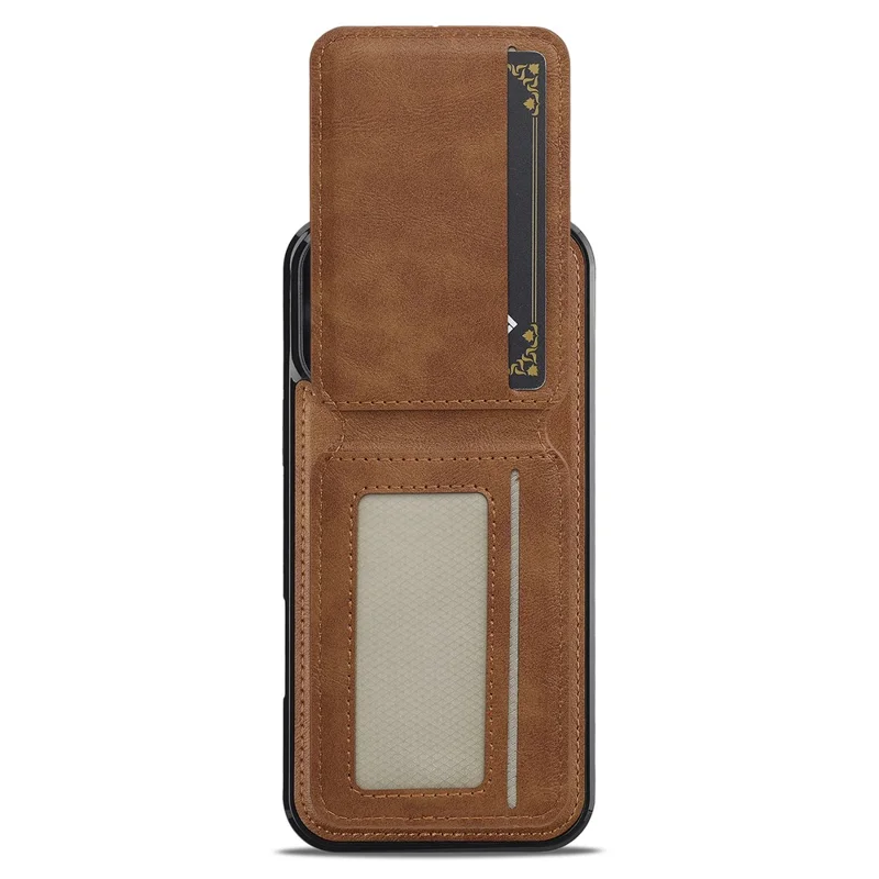 LC.IMEEKE L3 For iPhone 16 Pro Max Magnetic Case Detachable Card Holder Leather+TPU Mobile Cover - Brown