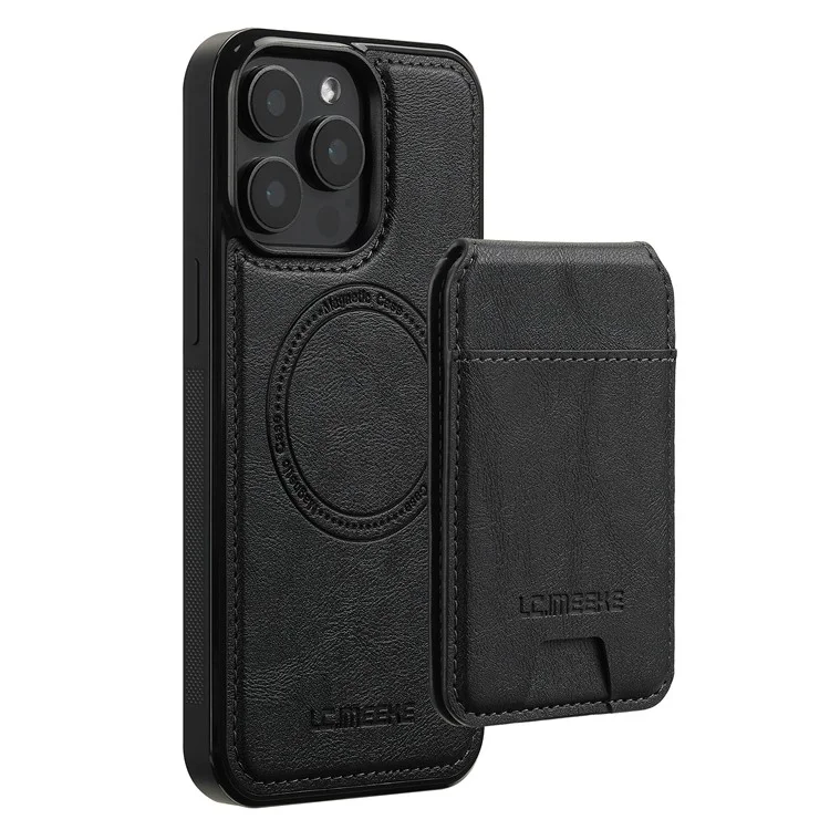 LC.IMEEKE L3 per iPhone 14 Pro Max Custodia magnetica Porta carte staccabile Pelle+TPU Custodia per cellulare - Nero