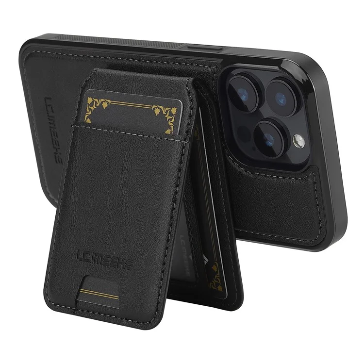 LC.IMEEKE L3 per iPhone 14 Pro Max Custodia magnetica Porta carte staccabile Pelle+TPU Custodia per cellulare - Nero