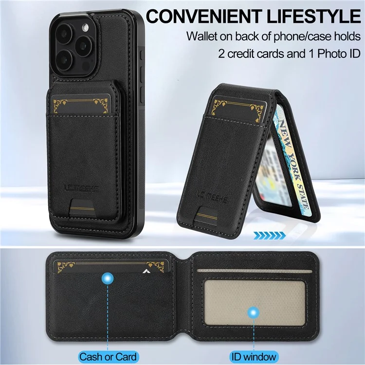 LC.IMEEKE L3 per iPhone 14 Pro Max Custodia magnetica Porta carte staccabile Pelle+TPU Custodia per cellulare - Nero