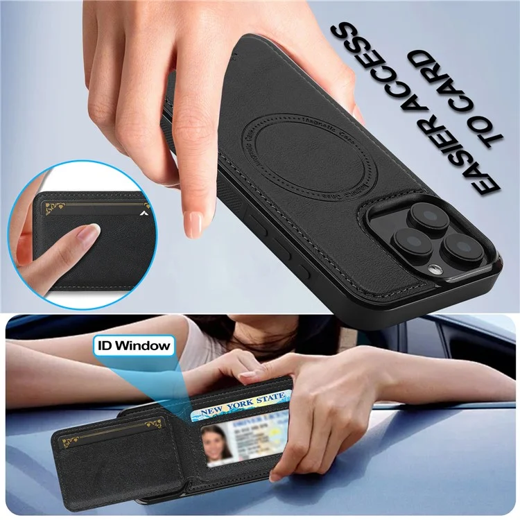 LC.IMEEKE L3 per iPhone 14 Pro Max Custodia magnetica Porta carte staccabile Pelle+TPU Custodia per cellulare - Nero