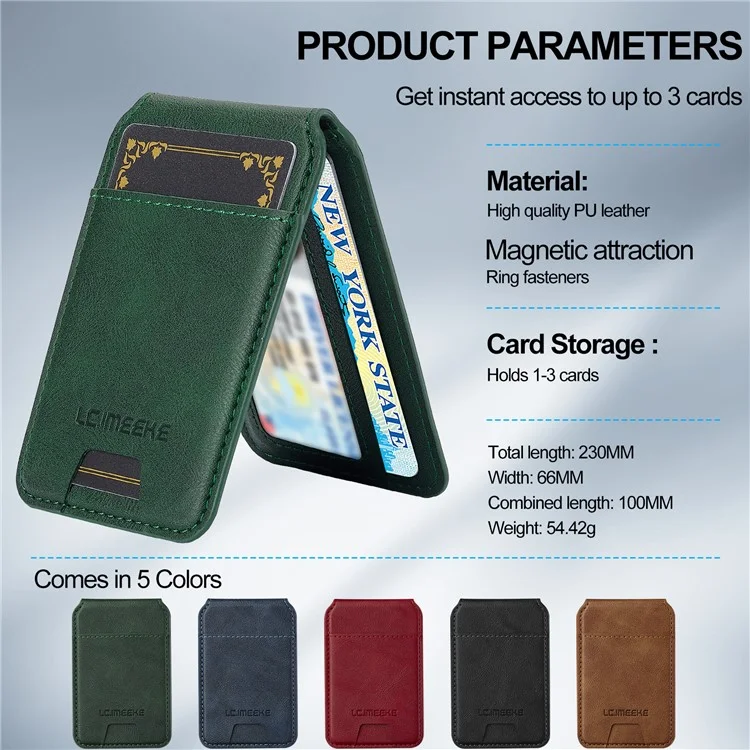 LC.IMEEKE L3 For Samsung Galaxy S24 Magnetic Case Detachable Card Holder Leather+TPU Mobile Cover - Green