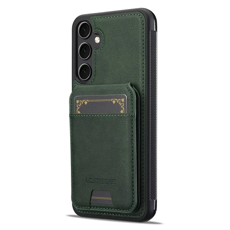 LC.IMEEKE L3 For Samsung Galaxy S24 Magnetic Case Detachable Card Holder Leather+TPU Mobile Cover - Green