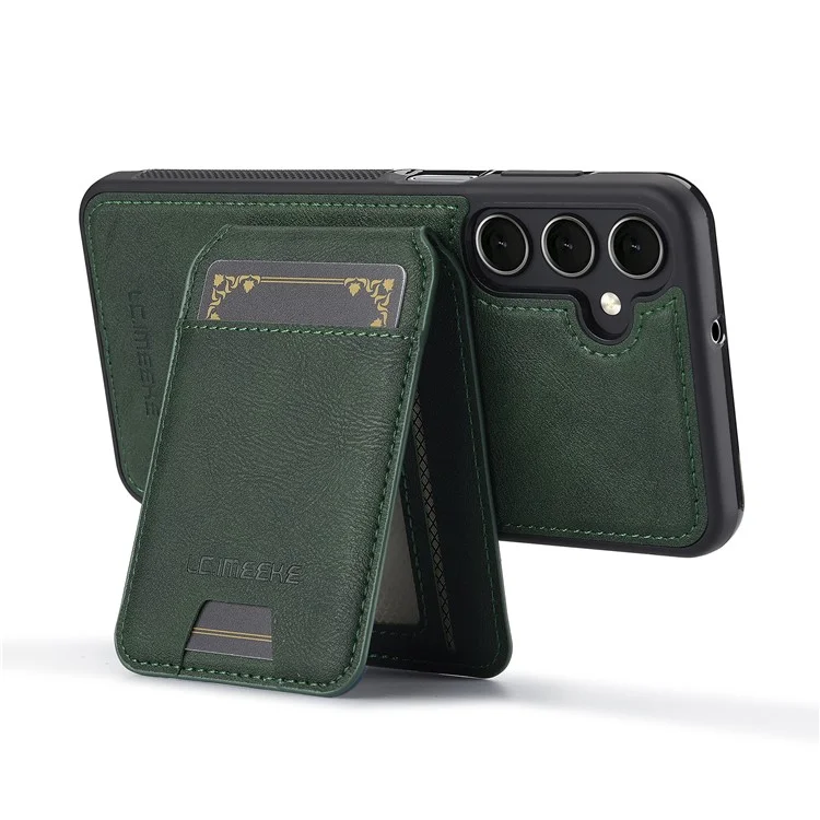 LC.IMEEKE L3 For Samsung Galaxy S24 Magnetic Case Detachable Card Holder Leather+TPU Mobile Cover - Green
