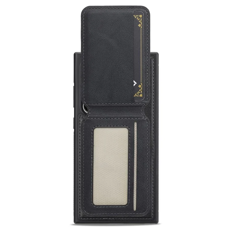 LC.IMEEKE L3 For Samsung Galaxy S23 Ultra Magnetic Case Detachable Card Holder Leather+TPU Mobile Cover - Black