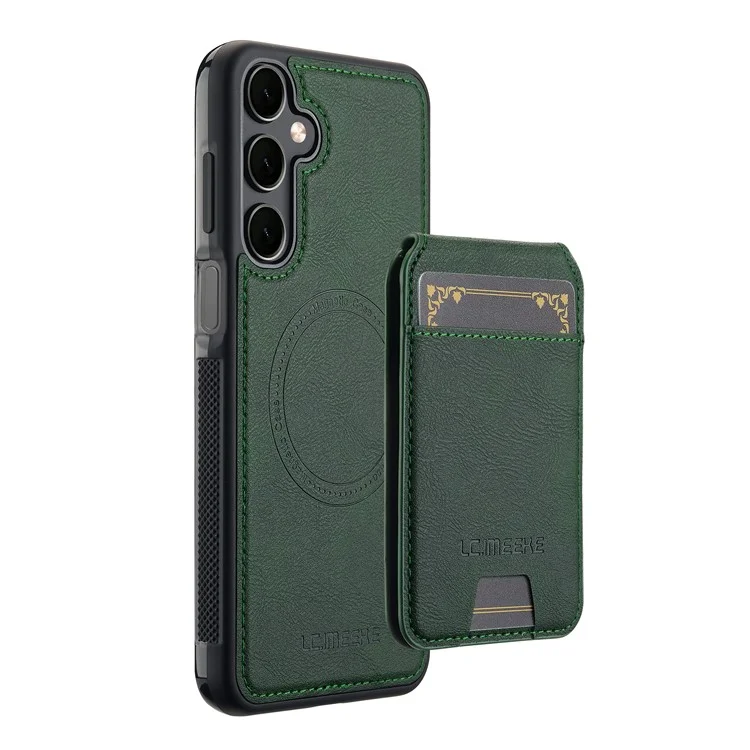 LC.IMEEKE L3 For Samsung Galaxy S23 FE Magnetic Case Detachable Card Holder Leather+TPU Mobile Cover - Green