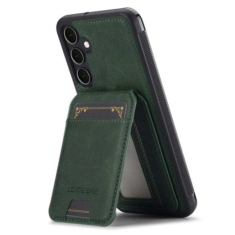 LC.IMEEKE L3 For Samsung Galaxy S23 FE Magnetic Case Detachable Card Holder Leather+TPU Mobile Cover - Green