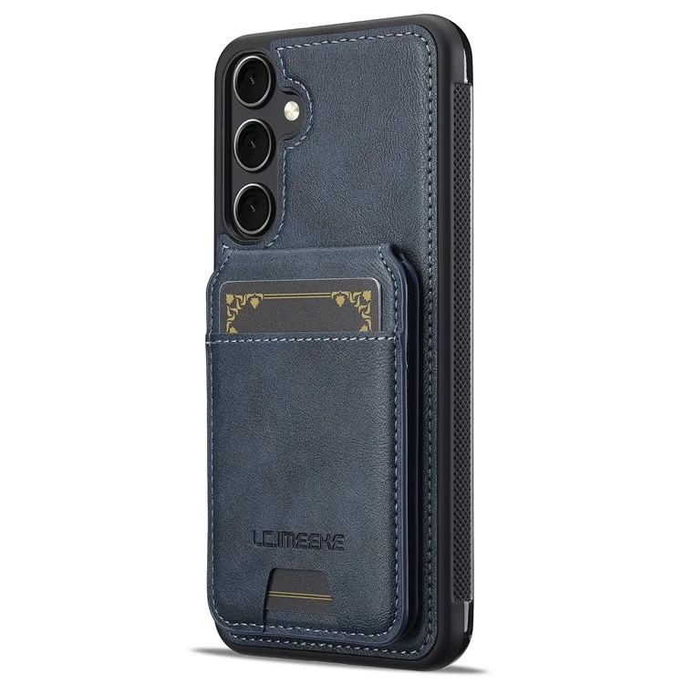 LC.IMEEKE L3 For Samsung Galaxy A55 5G Magnetic Case Detachable Card Holder Leather+TPU Mobile Cover - Blue
