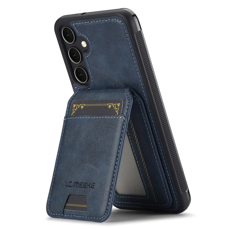 LC.IMEEKE L3 For Samsung Galaxy A55 5G Magnetic Case Detachable Card Holder Leather+TPU Mobile Cover - Blue