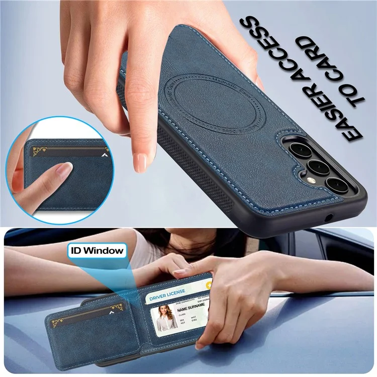 LC.IMEEKE L3 For Samsung Galaxy A55 5G Magnetic Case Detachable Card Holder Leather+TPU Mobile Cover - Blue
