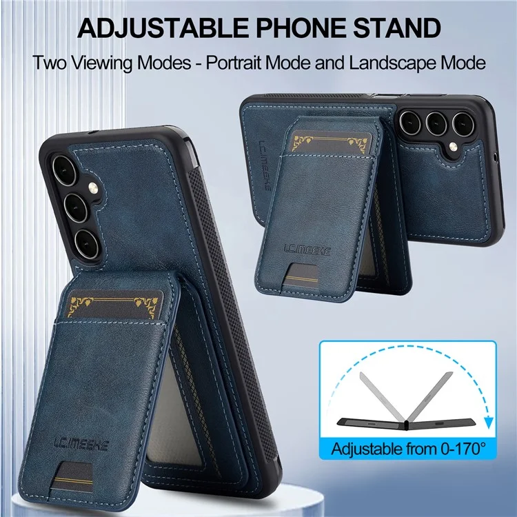 LC.IMEEKE L3 For Samsung Galaxy A55 5G Magnetic Case Detachable Card Holder Leather+TPU Mobile Cover - Blue