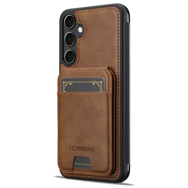 LC.IMEEKE L3 For Samsung Galaxy A16 4G / 5G Magnetic Case Detachable Card Holder Leather+TPU Mobile Cover - Brown