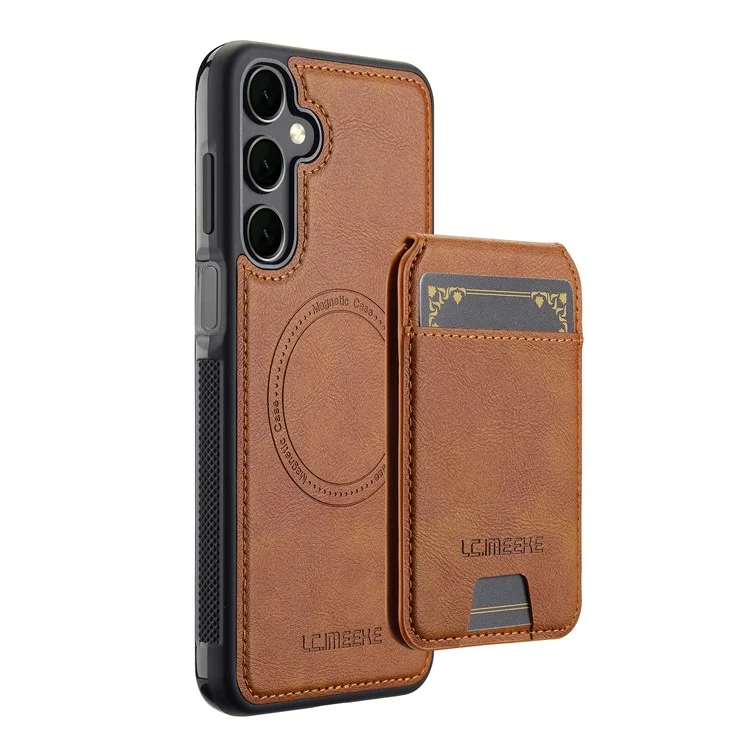 LC.IMEEKE L3 For Samsung Galaxy A16 4G / 5G Magnetic Case Detachable Card Holder Leather+TPU Mobile Cover - Brown