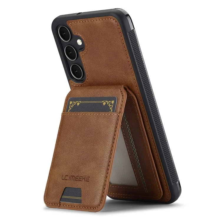 LC.IMEEKE L3 For Samsung Galaxy A16 4G / 5G Magnetic Case Detachable Card Holder Leather+TPU Mobile Cover - Brown