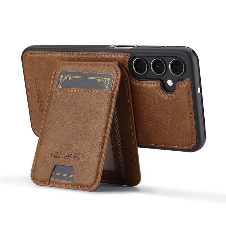LC.IMEEKE L3 For Samsung Galaxy A16 4G / 5G Magnetic Case Detachable Card Holder Leather+TPU Mobile Cover - Brown