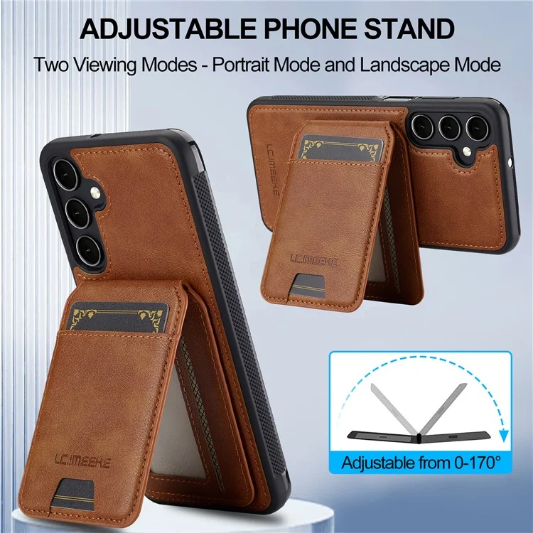 LC.IMEEKE L3 For Samsung Galaxy A16 4G / 5G Magnetic Case Detachable Card Holder Leather+TPU Mobile Cover - Brown