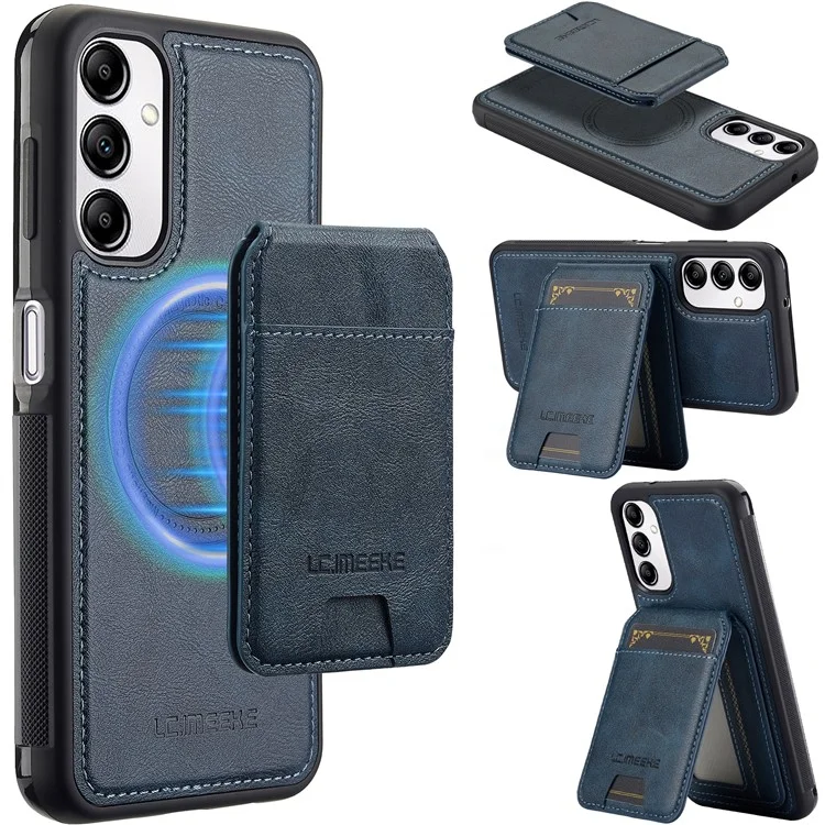 LC.IMEEKE L3 For Samsung Galaxy A14 4G / 5G Magnetic Case Detachable Card Holder Leather+TPU Mobile Cover - Blue