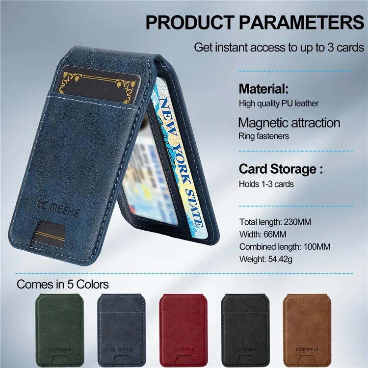 LC.IMEEKE L3 For Samsung Galaxy A14 4G / 5G Magnetic Case Detachable Card Holder Leather+TPU Mobile Cover - Blue