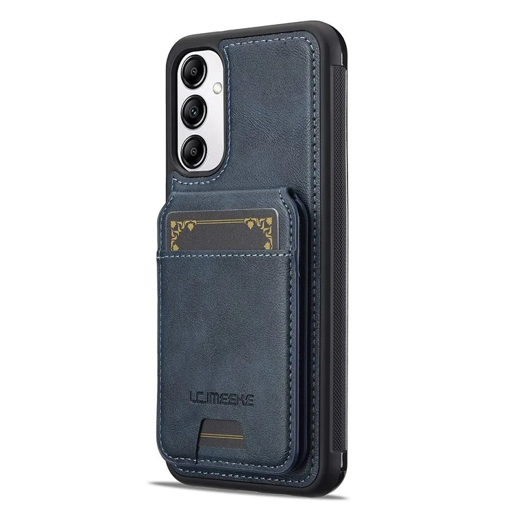 LC.IMEEKE L3 For Samsung Galaxy A14 4G / 5G Magnetic Case Detachable Card Holder Leather+TPU Mobile Cover - Blue
