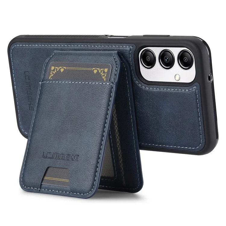 LC.IMEEKE L3 For Samsung Galaxy A14 4G / 5G Magnetic Case Detachable Card Holder Leather+TPU Mobile Cover - Blue