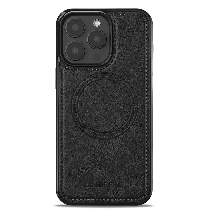 LC.IMEEKE L5 For iPhone 15 Pro Magnetic Phone Case Leather Back Cover with Detachable Card Holder - Black