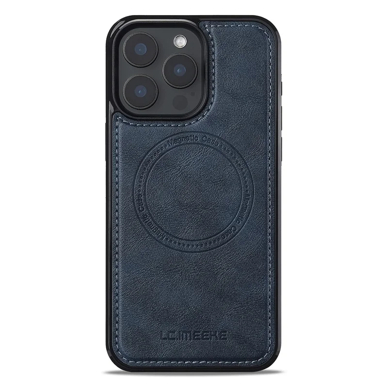 LC.IMEEKE L5 For iPhone 15 Pro Magnetic Phone Case Leather Back Cover with Detachable Card Holder - Blue