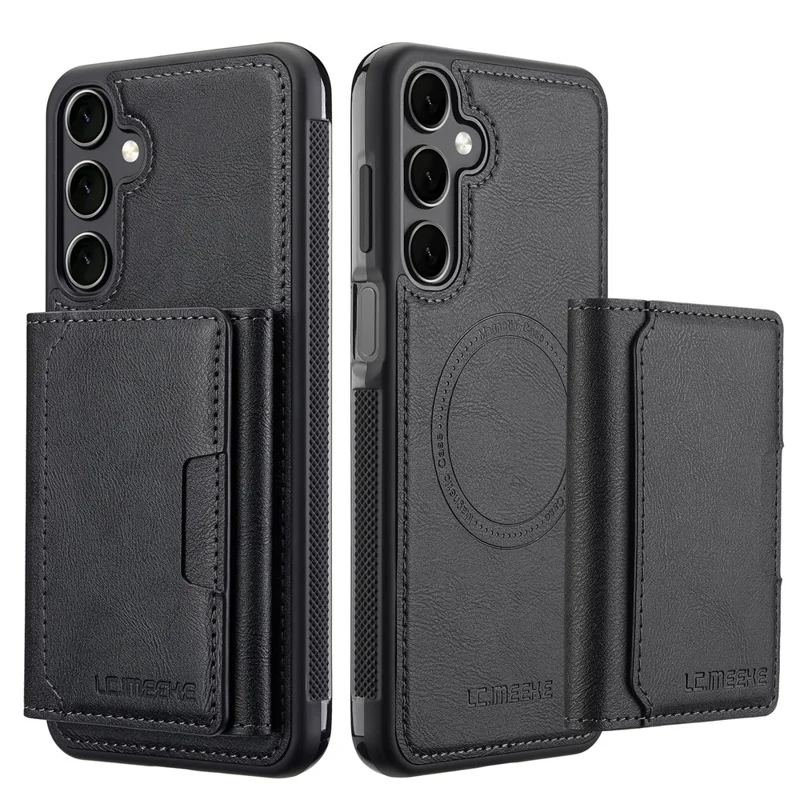LC.IMEEKE L5 For Samsung Galaxy A15 4G / 5G Magnetic Phone Case Leather Back Cover with Detachable Card Holder - Black