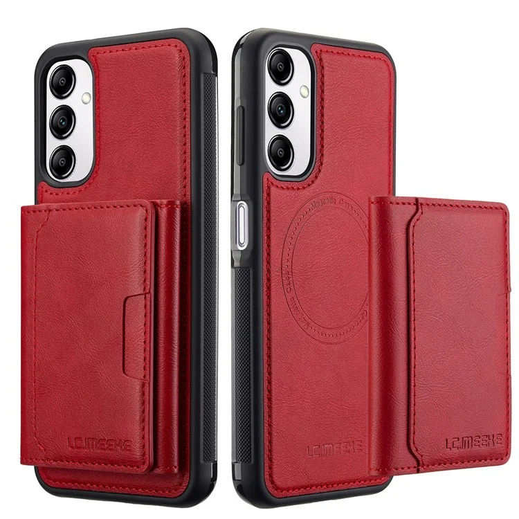 LC.IMEEKE L5 For Samsung Galaxy A34 5G Magnetic Phone Case Leather Back Cover with Detachable Card Holder - Red