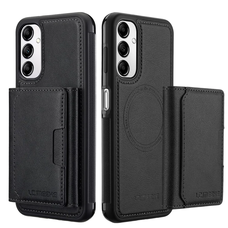 LC.IMEEKE L5 For Samsung Galaxy A54 5G Magnetic Phone Case Leather Back Cover with Detachable Card Holder - Black