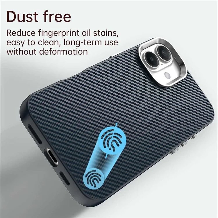 Custodia per iPhone 16 Hybrid Back Cover Texture in fibra di carbonio - Nero