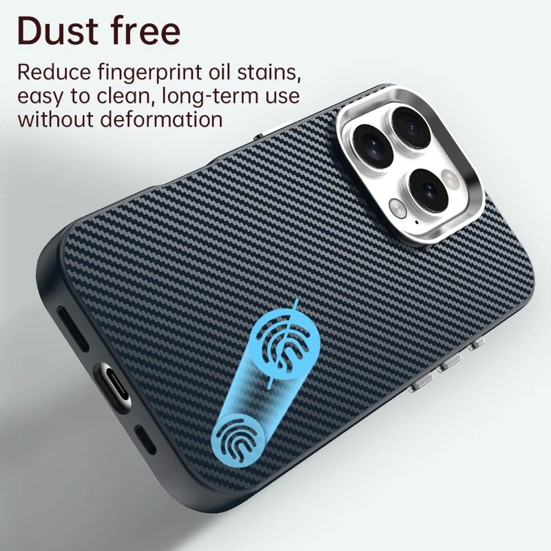 For iPhone 16 Pro Case Cell Phone Hybrid Back Cover Carbon Fiber Texture - Blue