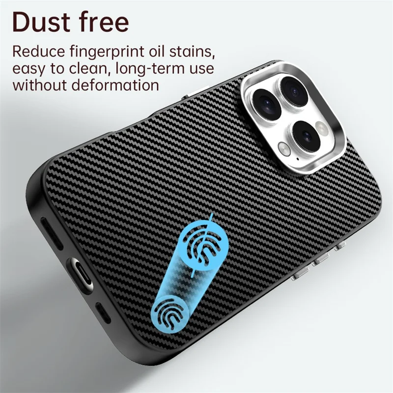For iPhone 16 Pro Max Case Cell Phone Hybrid Back Cover Carbon Fiber Texture - Black