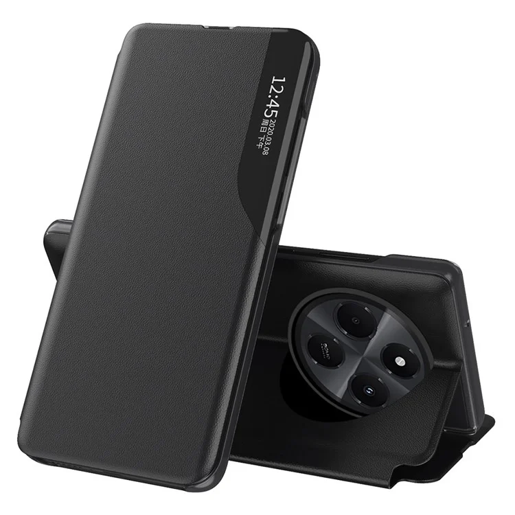 Capa para Xiaomi Redmi 14C 4G / 14R 5G / Poco C75 4G Suporte Proteção Total Capa de Telefone de Couro - Preto