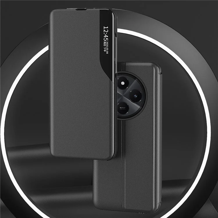 Capa para Xiaomi Redmi 14C 4G / 14R 5G / Poco C75 4G Suporte Proteção Total Capa de Telefone de Couro - Preto