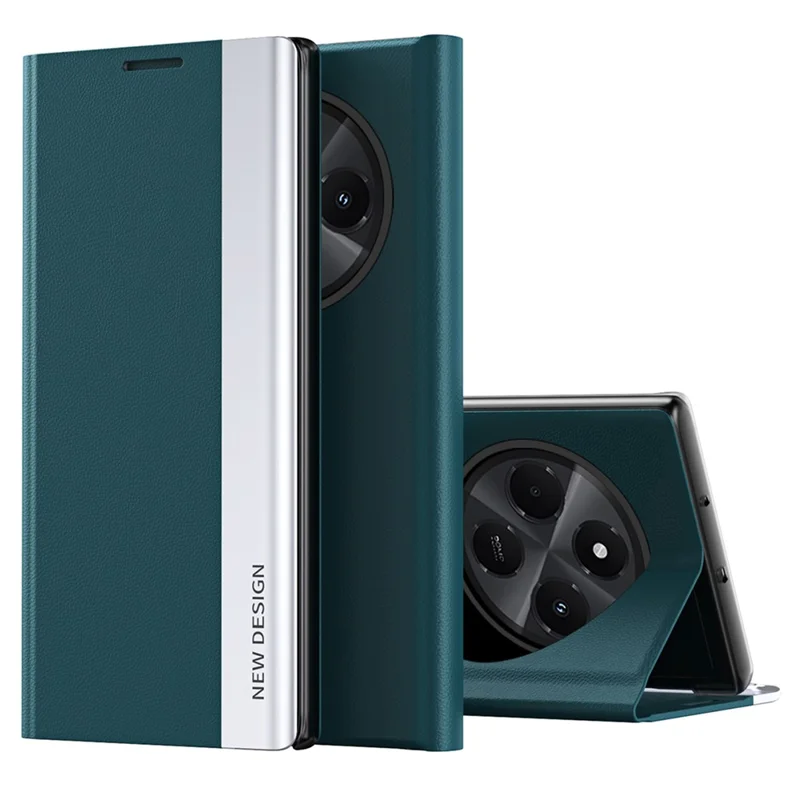 Hoesje voor Xiaomi Redmi 14C 4G / 14R 5G / Poco C75 4G Antivalt Leren Telefoonhoesje met Stand - Groen